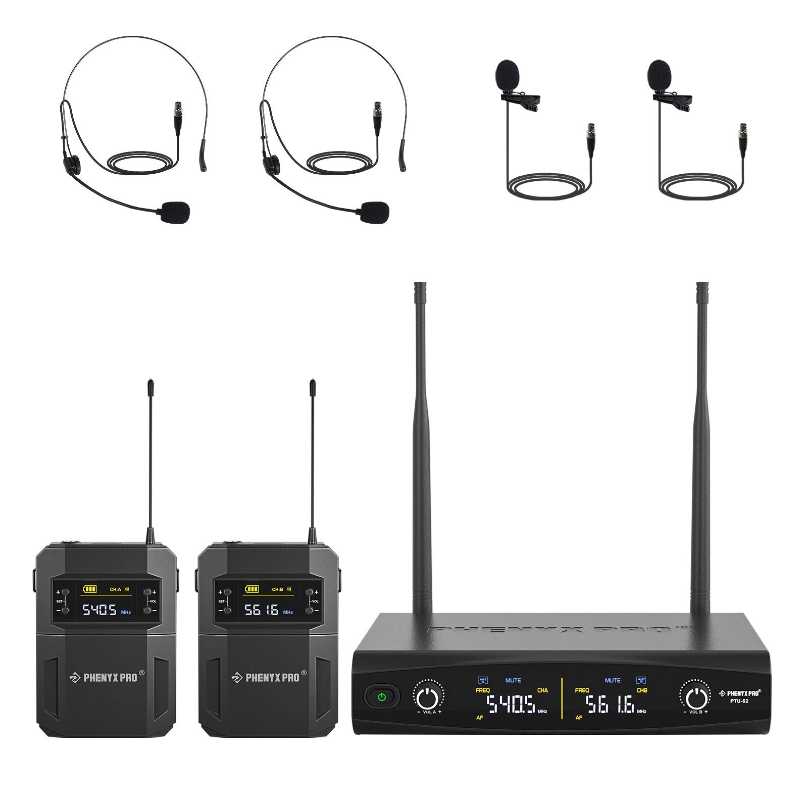 Phenyx Pro PTU522B UHF Dual Wireless Beltpack System