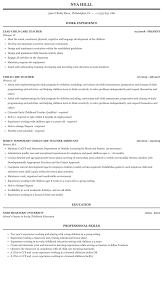 child care teacher resume sample