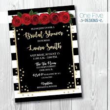 Black And White Invitation Red Roses And Gold Glitter Black White Stripes Bridal Shower Etsy Bridal Shower Invitations Printable Creative Bridal Shower Gifts Bridal Shower