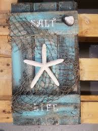 Ivory blue starfish seashells lighthouses wall decor in michaels.com. Beach Pallet Wall Decor Plaque Products Beach Themed Crafts Diy Beach Decor Diy Seashell