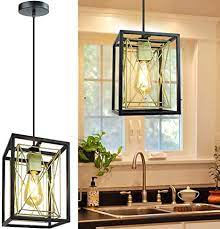 Maybe you would like to learn more about one of these? Depuley Industrial Pendant Light Fixture 1 Light Farmhouse Chandeliers With Rectangle Geometric Cage Adjustable Hanging Lighting For Kitchen Island Hallway Living Room Black And Gold E26 Socket Amazon Com