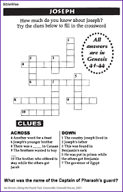 We've got some fun and easy free printable crossword puzzles for kids, plus lots of other kids printable pages and craft ideas at all kids network! Crossword Puzzle About Joseph Kids Korner Biblewise