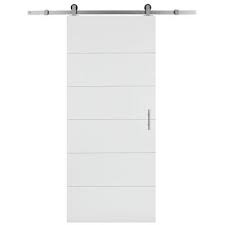 Masonite 36 In X 84 In Melrose Primed Interior Sliding Barn Door Slab With Hardware Kit 47590 The Home Depot Sliding Doors Interior Interior Sliding Barn Doors Barn Doors Sliding
