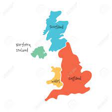 Engeland kaart uk, engeland, oppervlakte, lege kaart png. Het Verenigd Koninkrijk Aka Het Uk Van De Hand Drawn Lege Kaart Van Groot Brittannie En Van Noord Ierland Verdeeld Over Vier Landen Engeland Wales Schotland En Ni Eenvoudige Platte Vectorillustratie Royalty Vrije Cliparts