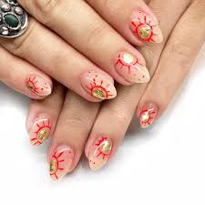Gold Sun Nail Art Nudenails Rednails Goldnails Abstractnails Sunnails Summernails Gel Nail Polish Set Summer Gel Nails Cool Nail Designs