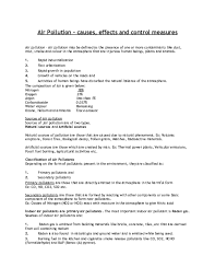 Dengan signal words yang diikuti noun/noun phrase: Definition Causes Effects And Control Measures Of Air Pollution
