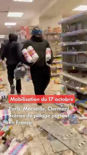 Mobilisation du 17 octobre : Paris, Marseille, Clermont... Scènes de  pillage dans plusieurs villes de France. , #pillage #manifestation  #17octobre #france , [Images réseaux sociaux, AFP]