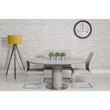 Solid wood round extendable table come with 4 chairs can be washed and cleaned whenever needed , solid set of table very hardy lasts years only new table force for sale ono. Round Extendable Dining Table In Grey Concrete Effect Etan Furniture123