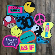Black 90s Theme Party Decorations 12 Handmade 90s Themed Cutouts This Is Sold As A Set Perfect For A Throwback Party Use Them For Par 90s Theme Party 90s Theme Party Decorations Party Themes