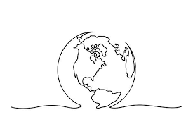 Globe Of The Earth One Line Drawing Earth Drawings Line Drawing Tattoos Globe Drawing