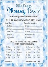 ¿preparado/a para pasartelo en grande? Amazon Com Distinctivs Who Knows Mommy Best Juego De Fiesta Para Bebe De Blue Boy 20 Cartas Toys Games