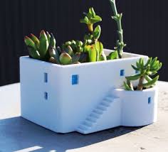 Greek House House Planter Christmas Gift Santorini Planter Miniature Cute Office Decor Succulent Flower Pot Meow3d Santorini Greece House Planter Flower Pots Cute Office Decor