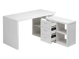 Interlink bureau claude avec 2 tiroirs de rangements blanc laqué et pieds métal 199 90 finlandek bureau 1 porte 1 tiroir décor chene et blanc l 120 x p 55 x h 75 cm austin. Bureau D Angle Aldric Iii 3 Tiroirs 2 Etageres Blanc