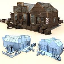 Low Poly Wild West Buildings 3d Model Wild West Building Home Icon