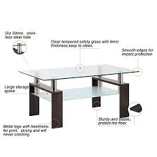 Years of continual use, scratching and accidents can ruin a glass coffee table top. Black Walnut Rectangle Tempered Glass Coffee Table Metal Tube Legs End Table For Livingroom Ianiya In Dubai Uae Whizz