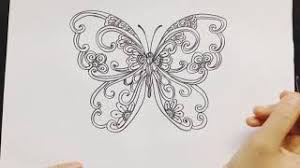 Cara menggambar vignet manual via google image. Zentangle Butterfly Ragam Hias Kupu Kupu Youtube