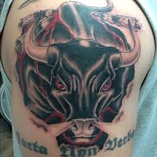 Angry Bull Red Eyed Angry Bull Tattoo On Bull Tattoos Animal Tattoos Friend Tattoos