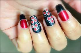 So, here are 16 ideas to recreate. Red And Black Matte Nail Design With Dot Flowers And Silver Lining Love For Nail Polish