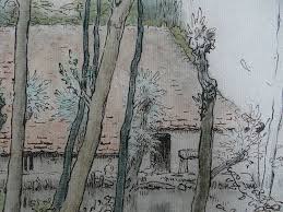 Millet Jean Francois 1867 Maison Au Bord De L Eau Environs De Vichy Drawings Dessin Disegno Louvre Rf4147 Detail 07 Acrilic Paintings Painting Jean Francois Millet