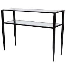 Square, round, and rectangle shaped glass table tops available now at glass tops direct! Modern Black Metal Console Table With Tempered Glass Top And Bottom Shelf Fastfurnishings Com