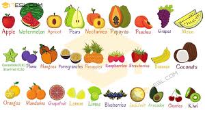 list of fruits useful fruit names with pictures 7 e s l