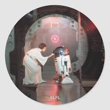 Leia And R2 D2 Secret Message Scene Classic Round Sticker Zazzle Com Star Wars Art Star Wars Poster Secret Messages