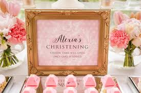 The table cover is absolutely lovely with fun and flowy fabric. Kara S Party Ideas Pink Gold Christening Party Kara S Party Ideas