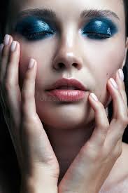 Young Woman with Perfect Skin and Blue-green Smoky Eyes Eye Shad Stock  Image