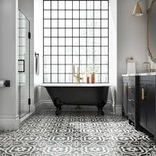 Black And White Kitchen Floor Tile Lowes Della Torre Cementina Black And White 8 In X 8 In Glazed Ceramic Encaustic Tile Lowes Com Bathroom Trends White Bathroom Bathroom Floor Tiles