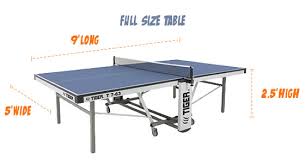 Tiger Pingpong Room Size Chart