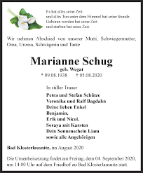 Traueranzeigen von Marianne Schug | trauer-in-thueringen.de