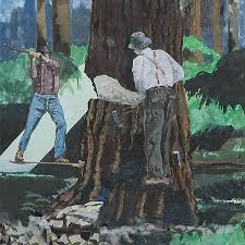 Fallers Undercutting A Fir Chemainus Festival Of Murals Society