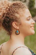 Teal Crystal Drop Wandering Path Hoop Earrings