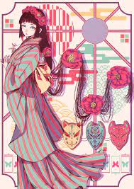 着物 女の子 和風 和 和洋折衷 大正ロマン イラスト 絵 梅屋ミカ illustrator illust kimono illustration 椿 狐面 in 2021 manga art anime art girl art girl
