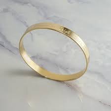 Gold bangles are also typically known as kangans in india. Gold Bangle Bracelet For Women Engraved With Names And Etsy