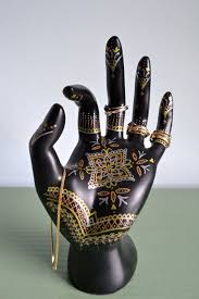 Black And Gold Jewelry Stand Pin By Erin Stroh On Vending Shop Ideas Hand Painted Ring Jewellery Storage Hand Jewelry