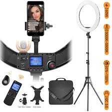 Amazon Com Ring Light With Wireless Remote And Ipad Holder Pixel 19 Bi Color Ring Light With Stand 60w 3000 5800k Cri 97 Light Ring With Usb Qc 3 0 For Youtube Live Stream Self Portrait Video