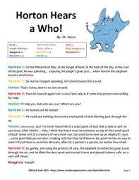 I Have Taken The Story Horton Hears A Who By Dr Seuss And Made A Readers Theater Script Kids Love Horton Hears A Who Readers Theater Scripts Readers Theater