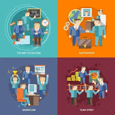Businessman Working Flat Business Man Concept Design Flat Icons Set