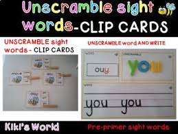 Unscramble Pre Primer Sight Words Clip Cards Pre Primer Sight Words Sight Words Clip Cards
