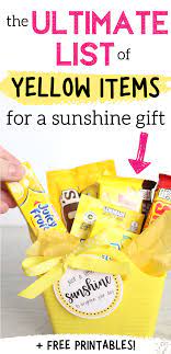 Whether it's a bridal shower, a housewarming, or a gift for sunshine themed baskets usually have items that are all yellow, to cheer up your recipient. Diy Yellow Sunshine Gift Ideas And Free Printables Aubree Originals