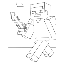 When a child colors it improves fine motor skills increases concentration and sparks creativity. Minecraft Steve Coloring Pages Steve With Diamond Sword Xcolorings Com