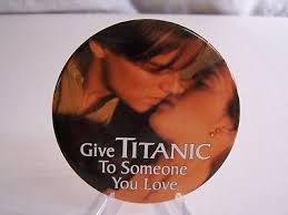 Titanic movie promotional pin back button, large 3". Last one!.