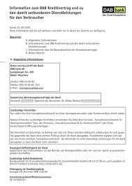 The bnp paribas brand for independent asset managers, fund brokers, investment advisers and institutional clients was founded on 18 january 1994 as the first discount. Information Zum Dab Kreditvertrag Und Zu Den Damit Dab Bank Ag