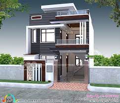 2200 Sq Ft 4 Bedroom India House Plan Modern Style 3 Storey House Design Bungalow House Design Small House Design Exterior