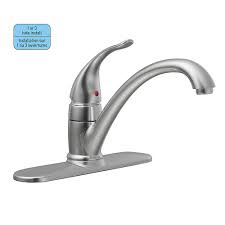 With traditional styling and a sparkling chrome finish, this lever and escutcheon will instantly upgrade your bathroom aesthetic. Moen Torrance Single Handle Kitchen Faucet With Deckplate In Chrome The Home Depot Canada