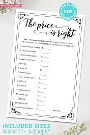 The Price Is Right Baby Shower Game Rustic Style Press Print Party In 2021 Baby Shower Funny Baby Shower Games Unique Baby Shower Activities