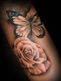 Butterfly Tattoo On Tumblr Rose And Butterfly Tattoo Body Art Tattoos Tattoos