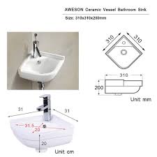aweson ceramic corner sink, wall hung