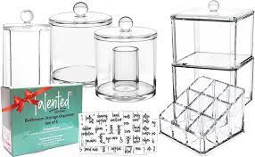 Keep your bathroom organized and everything in its place with the container store's selection of great bathroom storage and organizers. Talented Kitchen 5 Pack Makeup Organizer Premium Quality Acrylic Plastic Containers Bathroom Beauty Storage Set 4 Canisters 107 Printed Labels Organization Storage Organization Bathroom Storage Organization